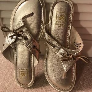 Gold Sperry Flip Flops